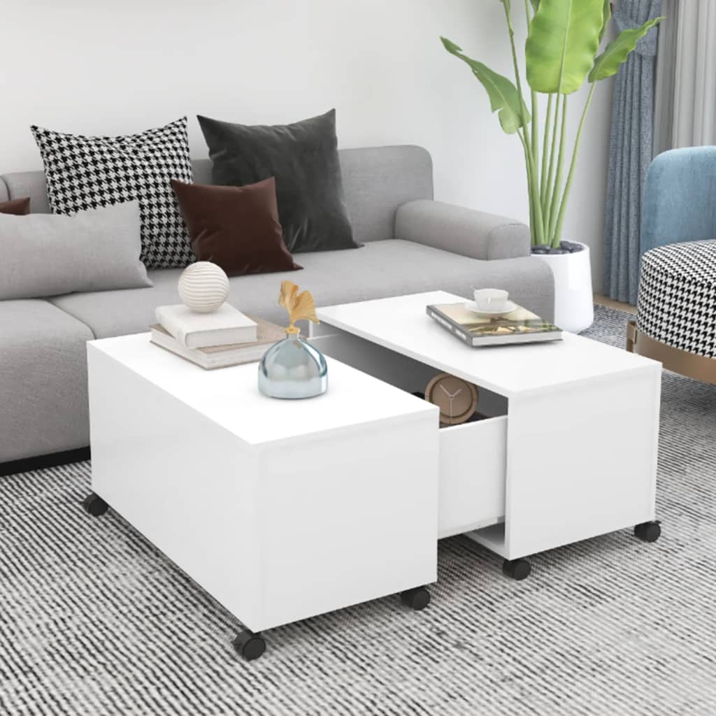 Soffbord vit 75x75x38 cm konstruerat trä
