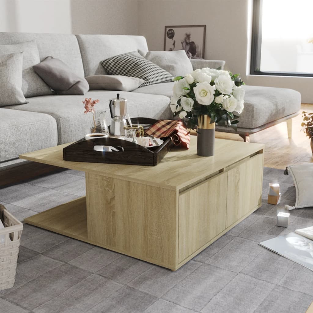 Soffbord sonoma-ek 80x80x31 cm konstruerat trä