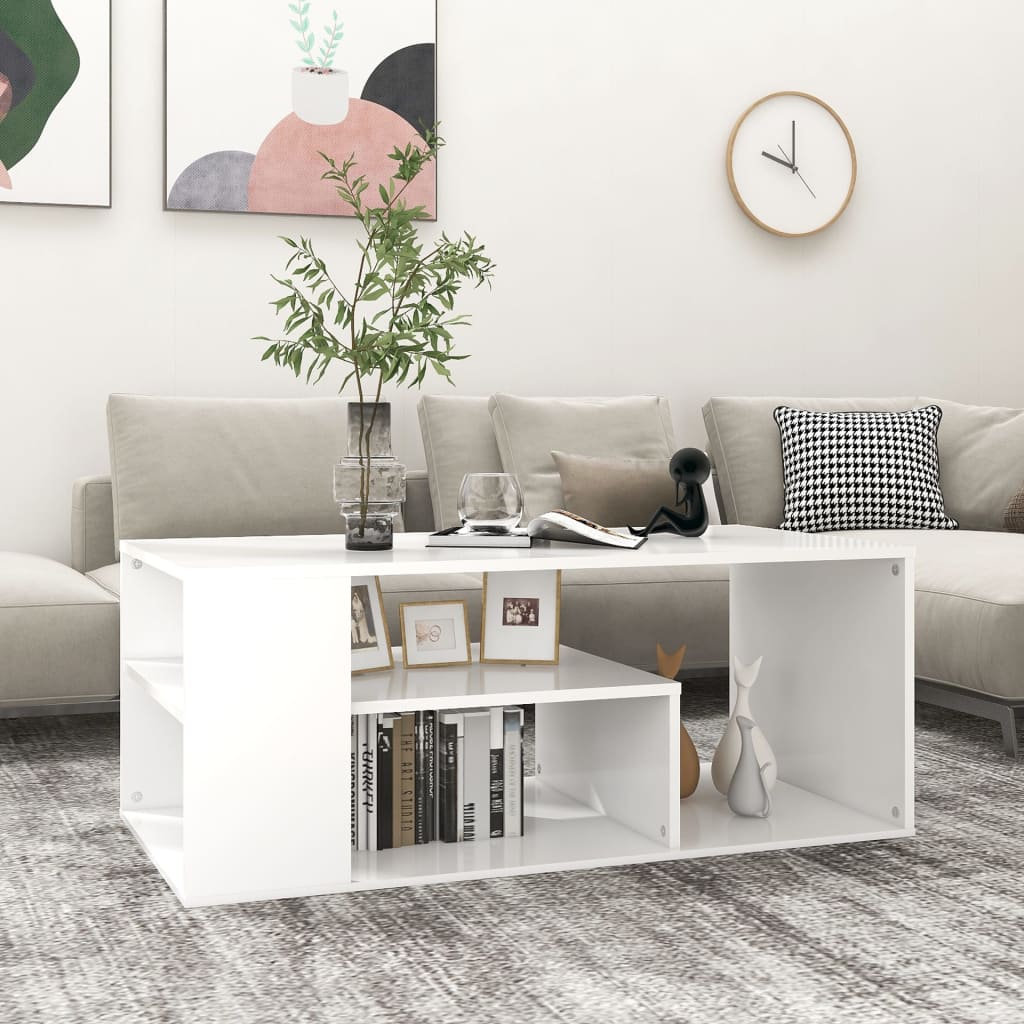 Soffbord vit 100x50x40 cm konstruerat trä