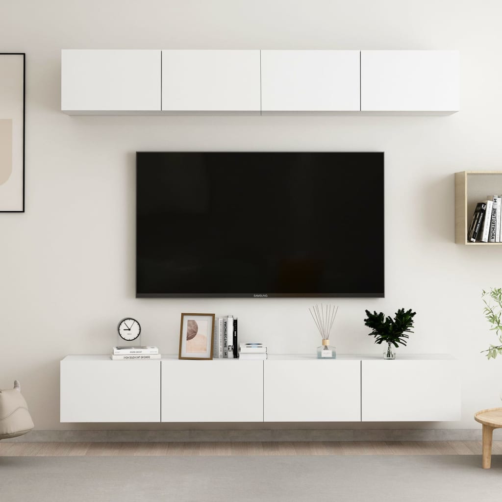 TV-skåp 4 st vit 100x30x30 cm konstruerat trä