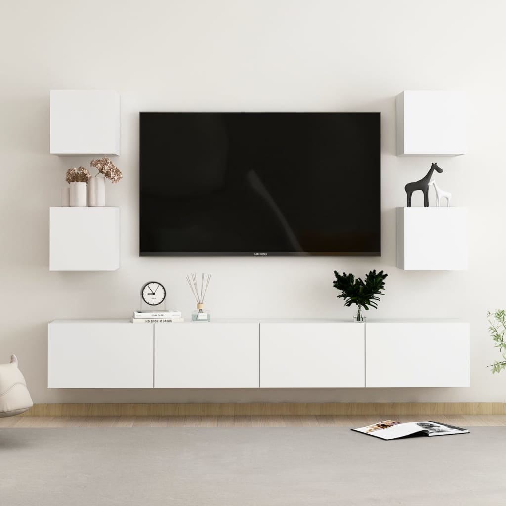 TV-skåp 6 delar vit konstruerat trä