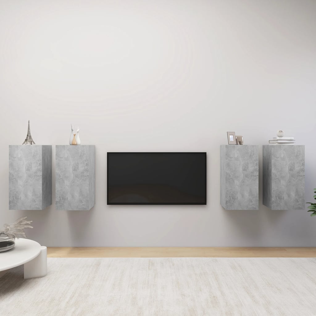 TV-skåp 4 delar betonggrå 30,5x30x60 cm konstruerat trä