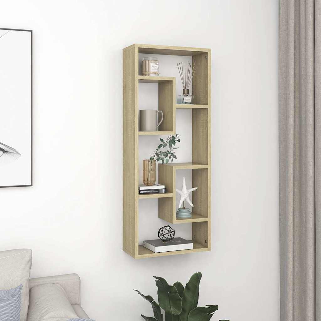 Vägghylla sonoma-ek 36x16x90 cm konstruerat trä