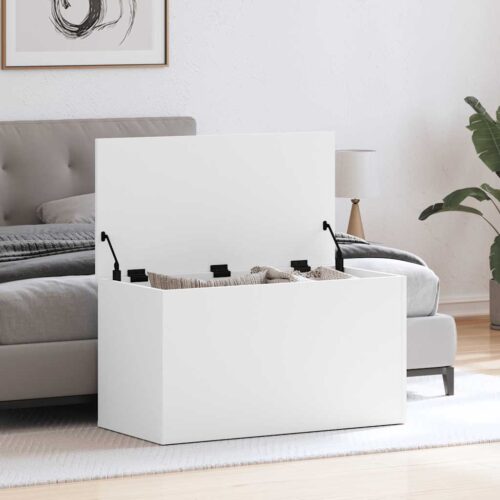 Förvaringskista vit 84x42x46 cm konstruerat trä