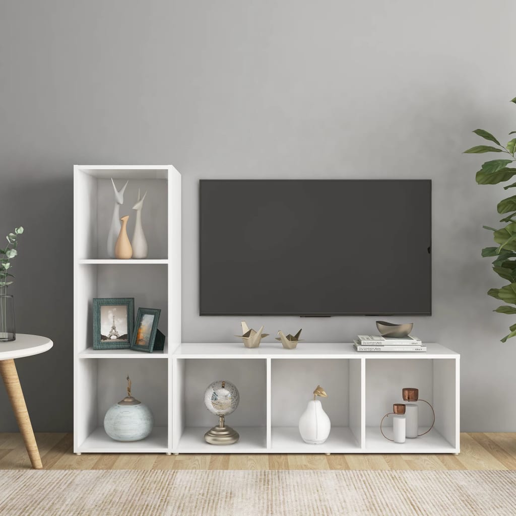 TV-skåp 2 st vit 107x35x37 cm konstruerat trä