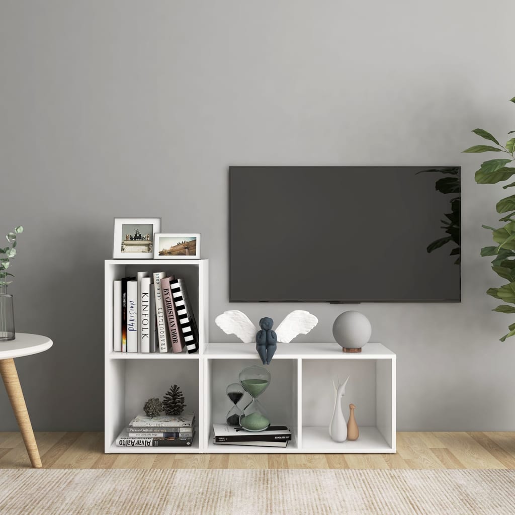 TV-skåp 2 delar vit 72x35x36,5 cm konstruerat trä