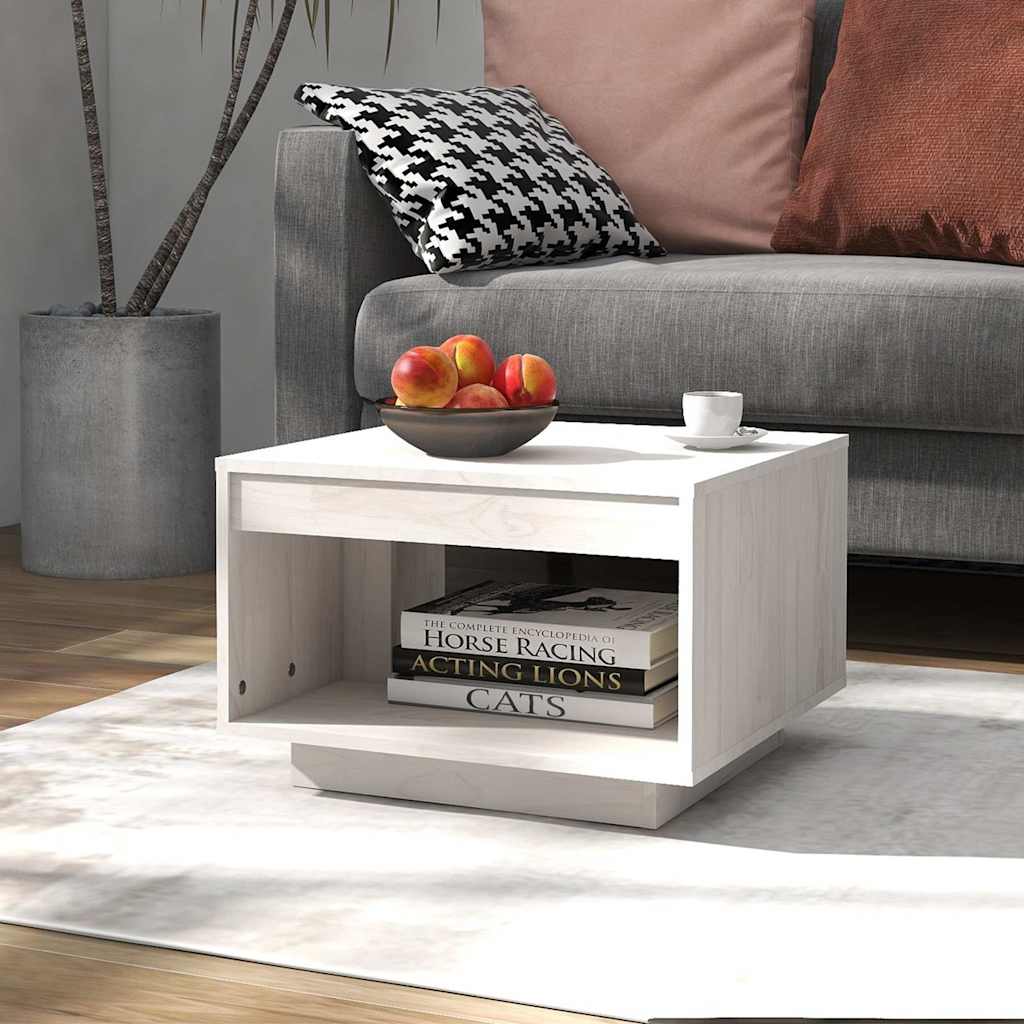 Soffbord vit 50x50x33,5 cm massiv furu