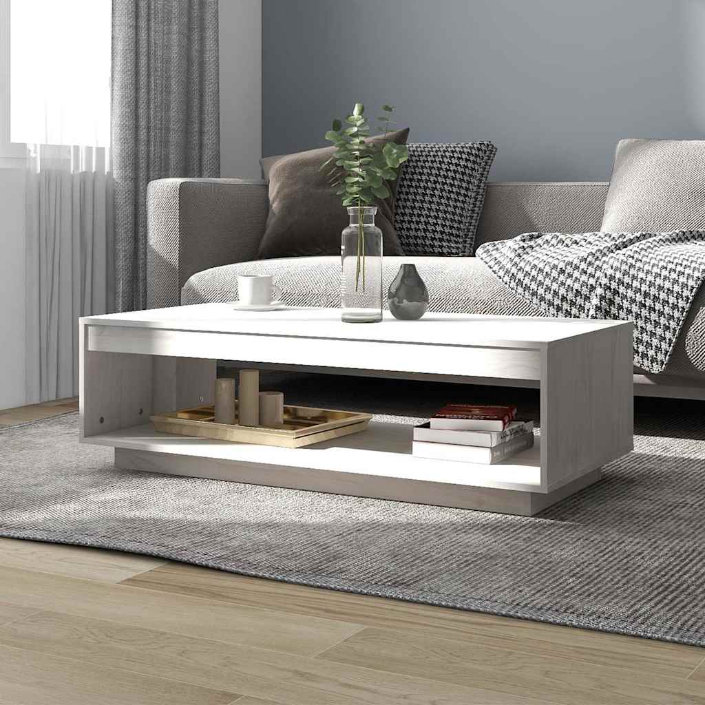 Soffbord vit 110x50x33,5 cm massiv furu