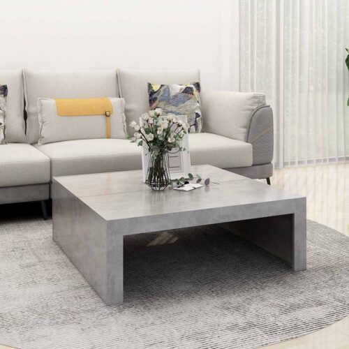 Soffbord betonggrå 100x100x35 cm konstruerat trä