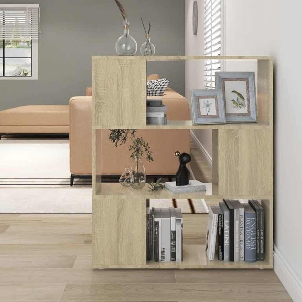 Bokhylla/Rumsavdelare sonoma-ek 80x24x94 cm konstruerat trä