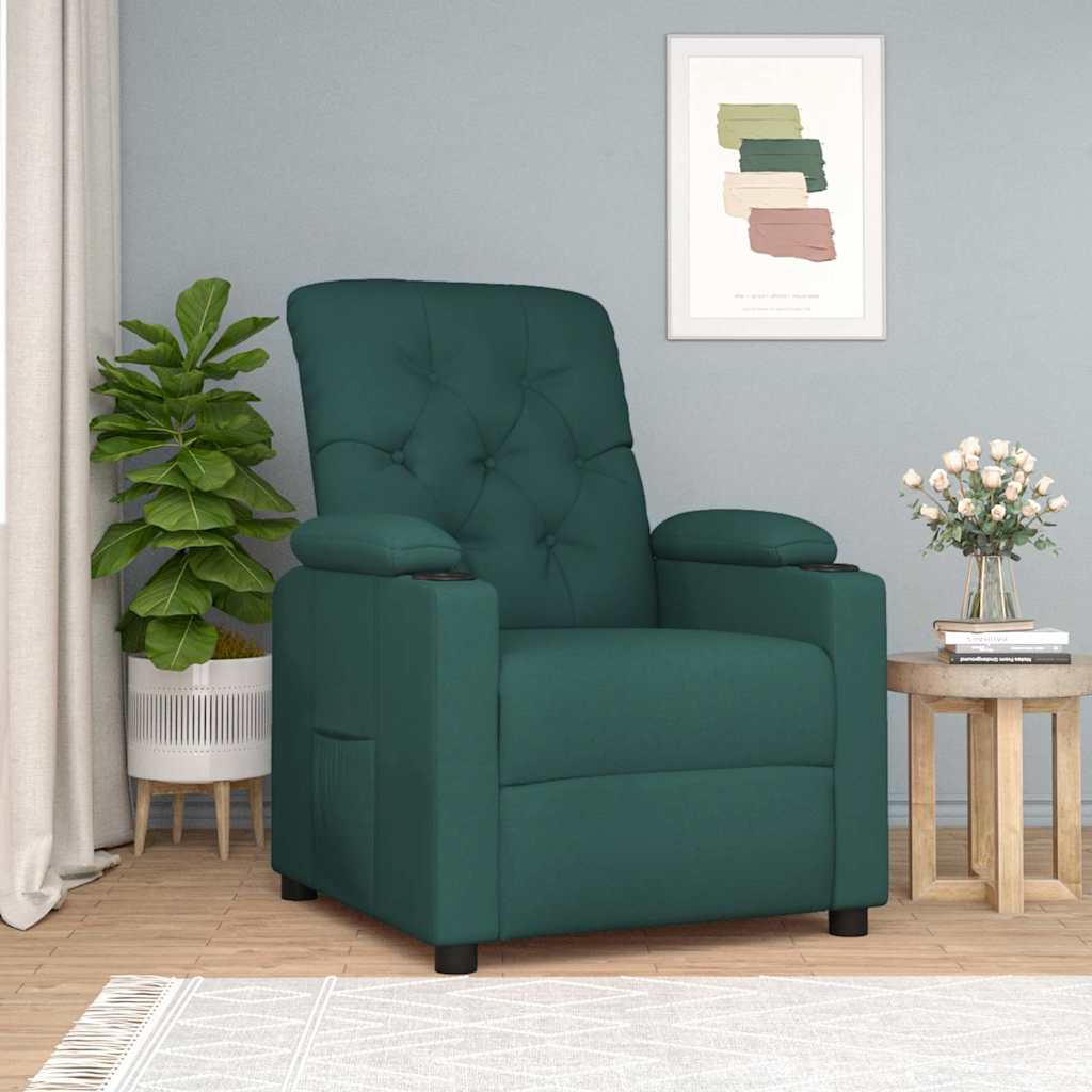 Reclinerfåtölj mörkgrön tyg