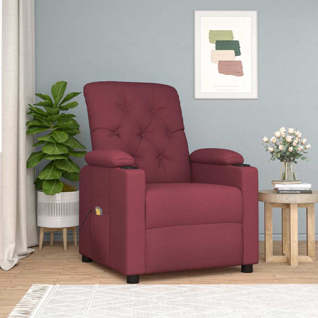 Massagefåtölj vinröd tyg