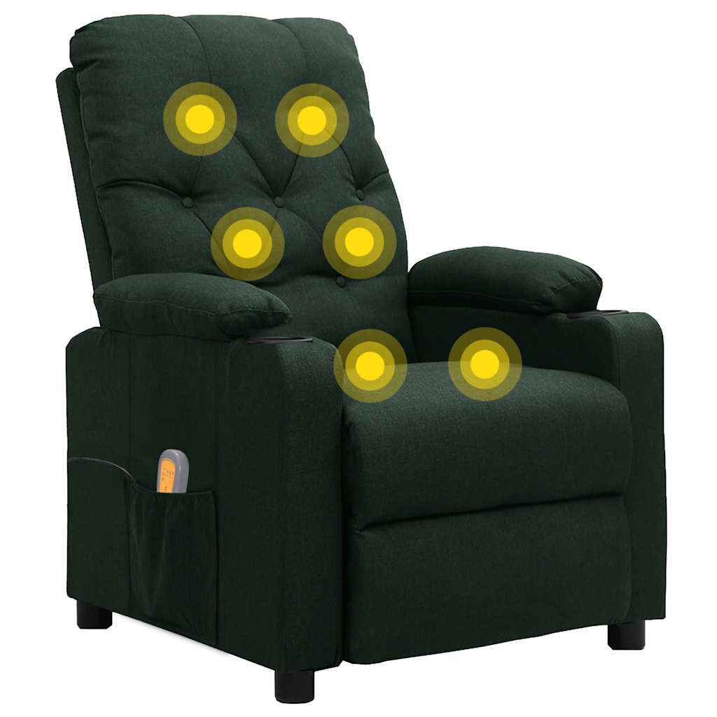 Massagefåtölj mörkgrön tyg