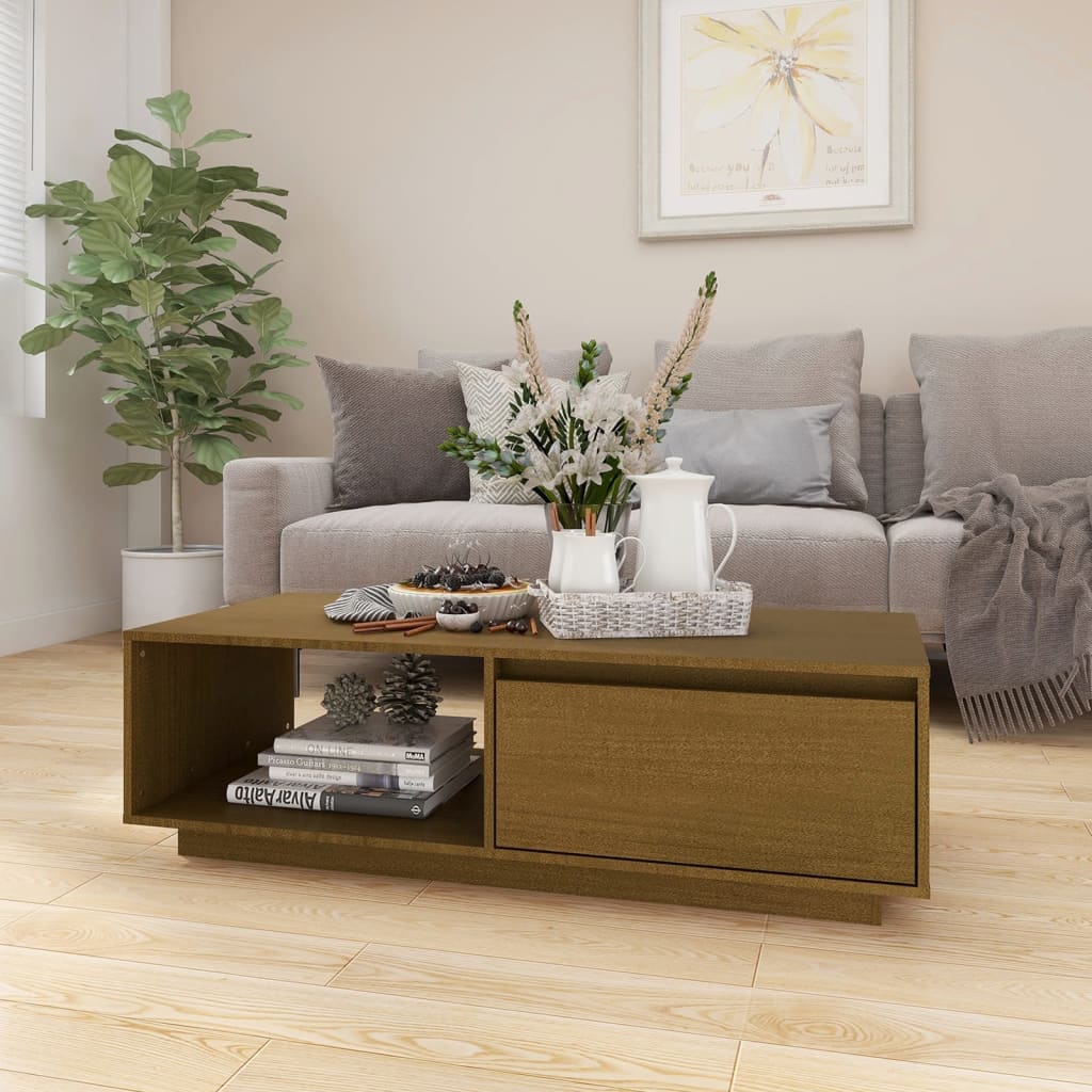 Soffbord honungsbrun 110x50x33,5 cm massiv furu
