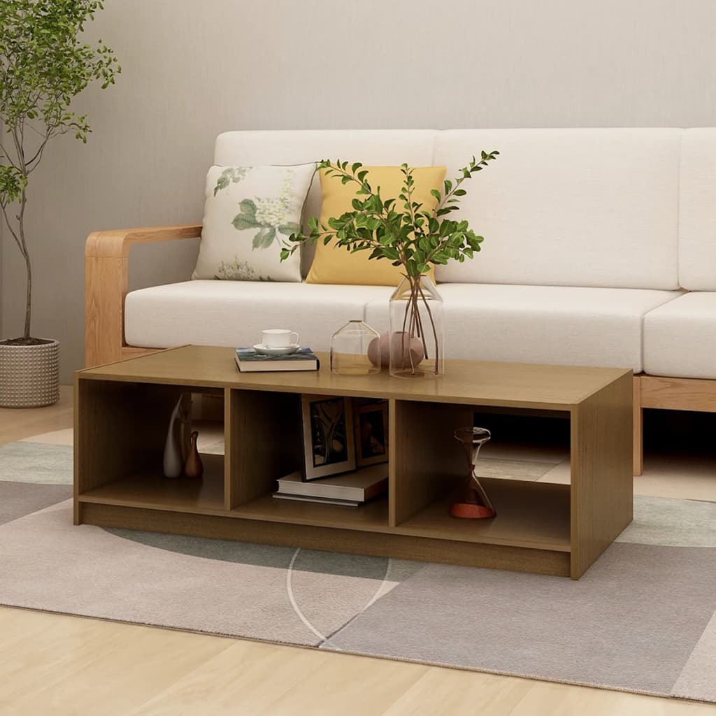 Soffbord honungsbrun 110x50x34 cm massiv furu