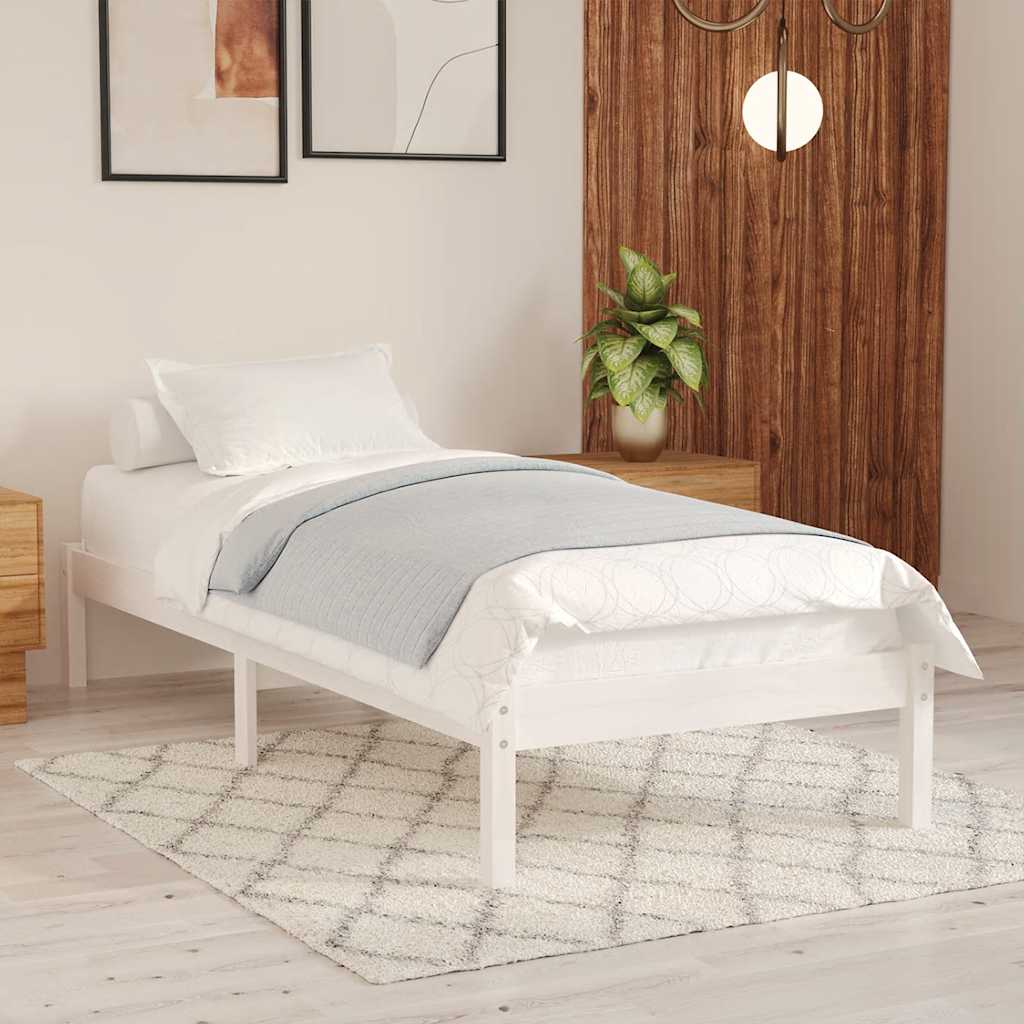 Sängram vit massiv furu 90x200 cm