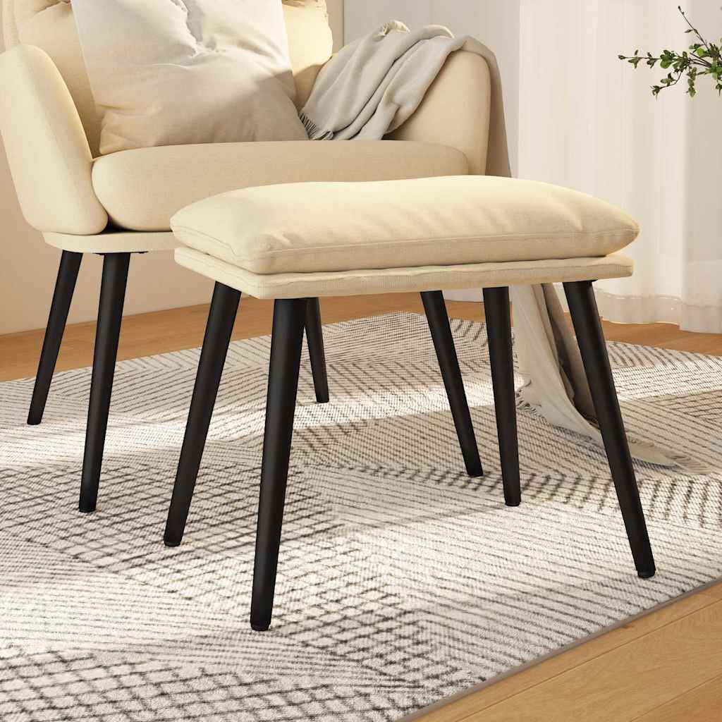 Fotpall gräddvit 45x29,5x35 cm tyg