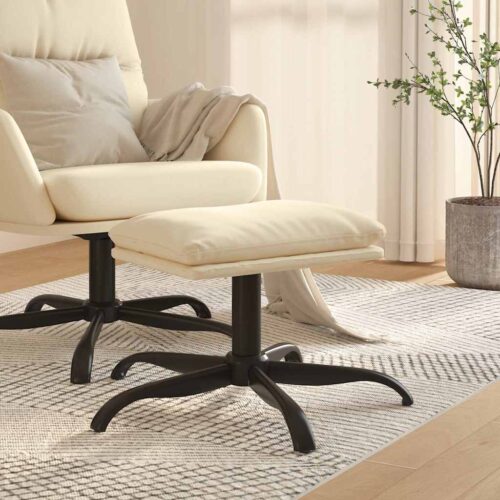 Fotpall gräddvit 60x60x36 cm tyg
