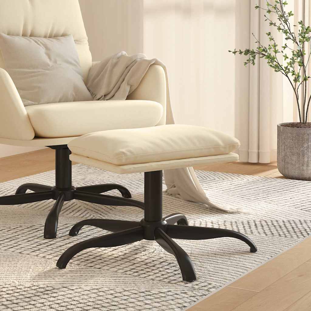 Fotpall gräddvit 60x60x36 cm tyg