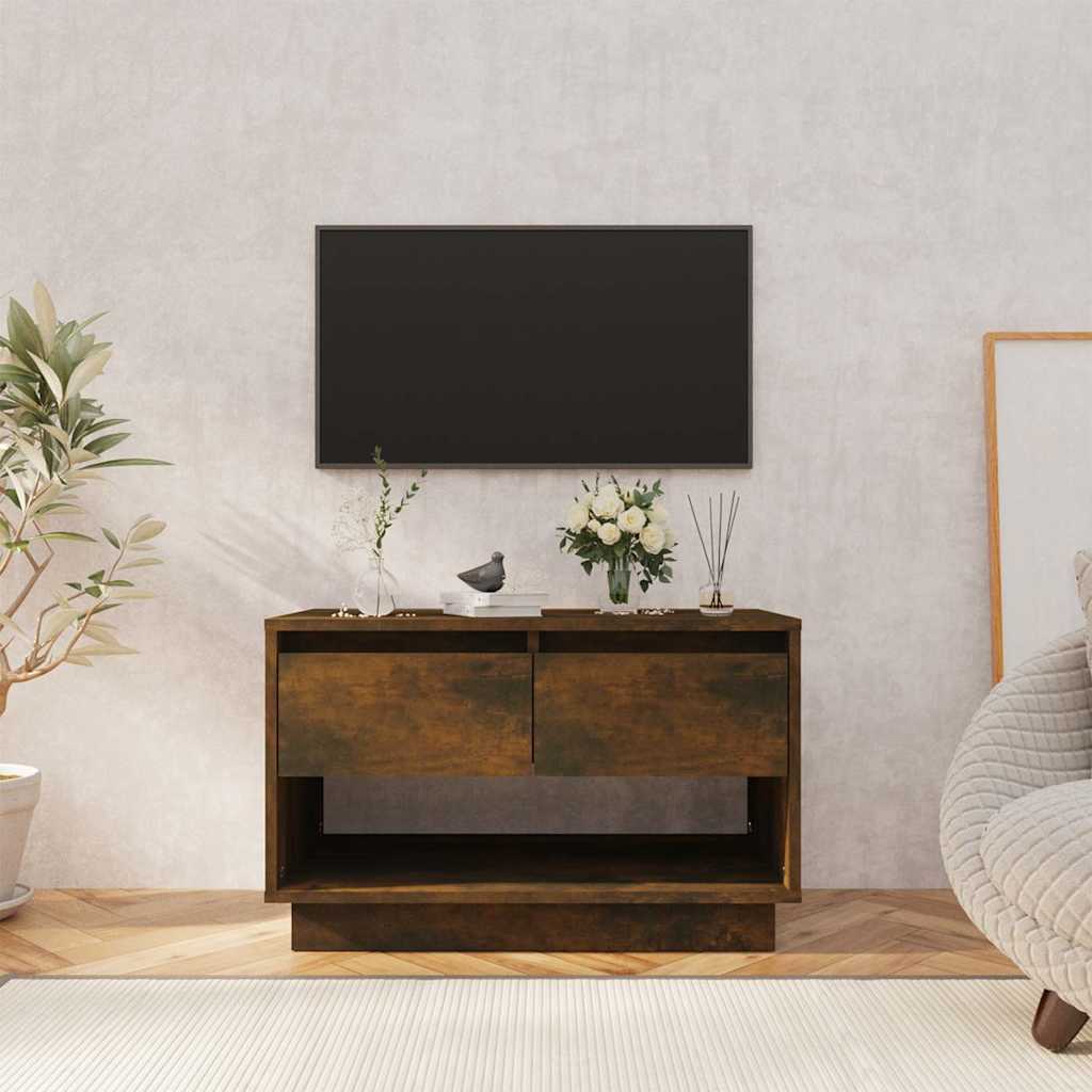 Tv-bänk rökfärgad ek 70x41x44 cm konstruerat trä