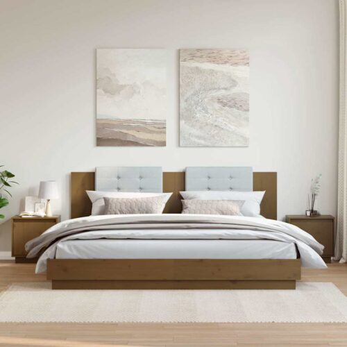 Sängbord 2 st honungsbrun 40x30x40 cm massiv furu