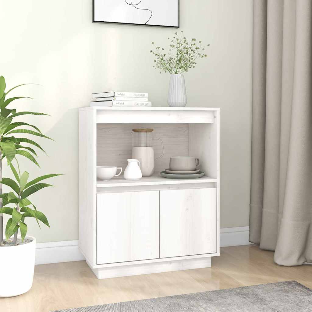 Skänk vit 60x34x75 cm massiv furu