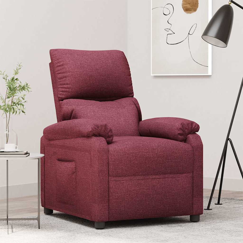 Reclinerfåtölj vinröd tyg