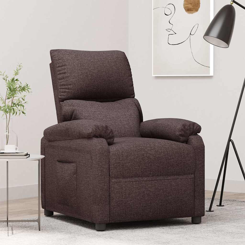 Reclinerfåtölj mörkbrun tyg