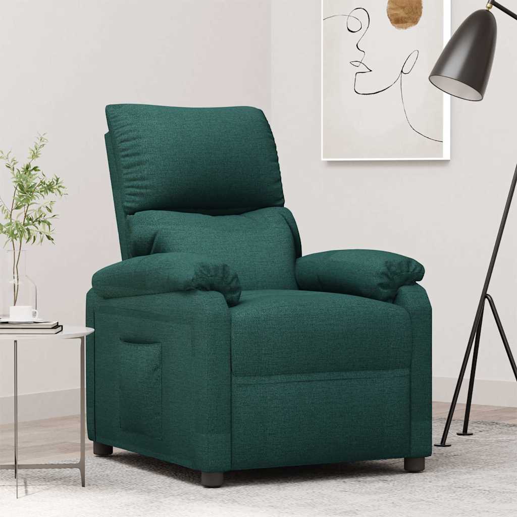 Reclinerfåtölj mörkgrön tyg