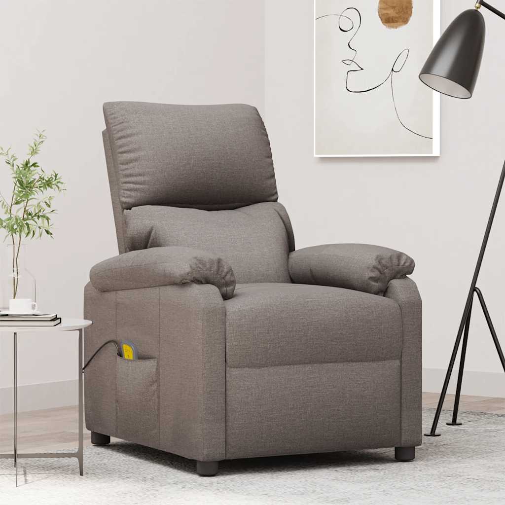Massagefåtölj taupe tyg