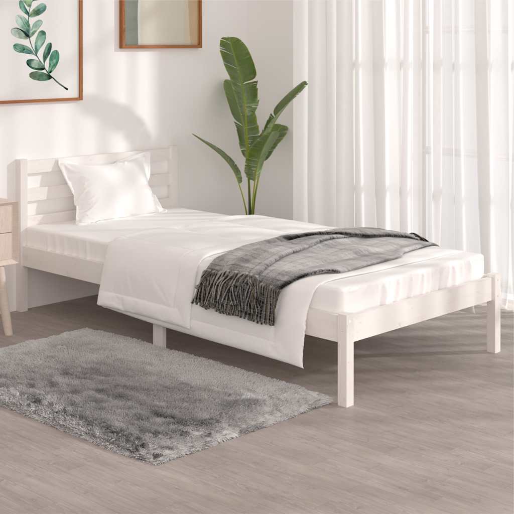 Sängram massiv furu 90x190 cm vit 3FT