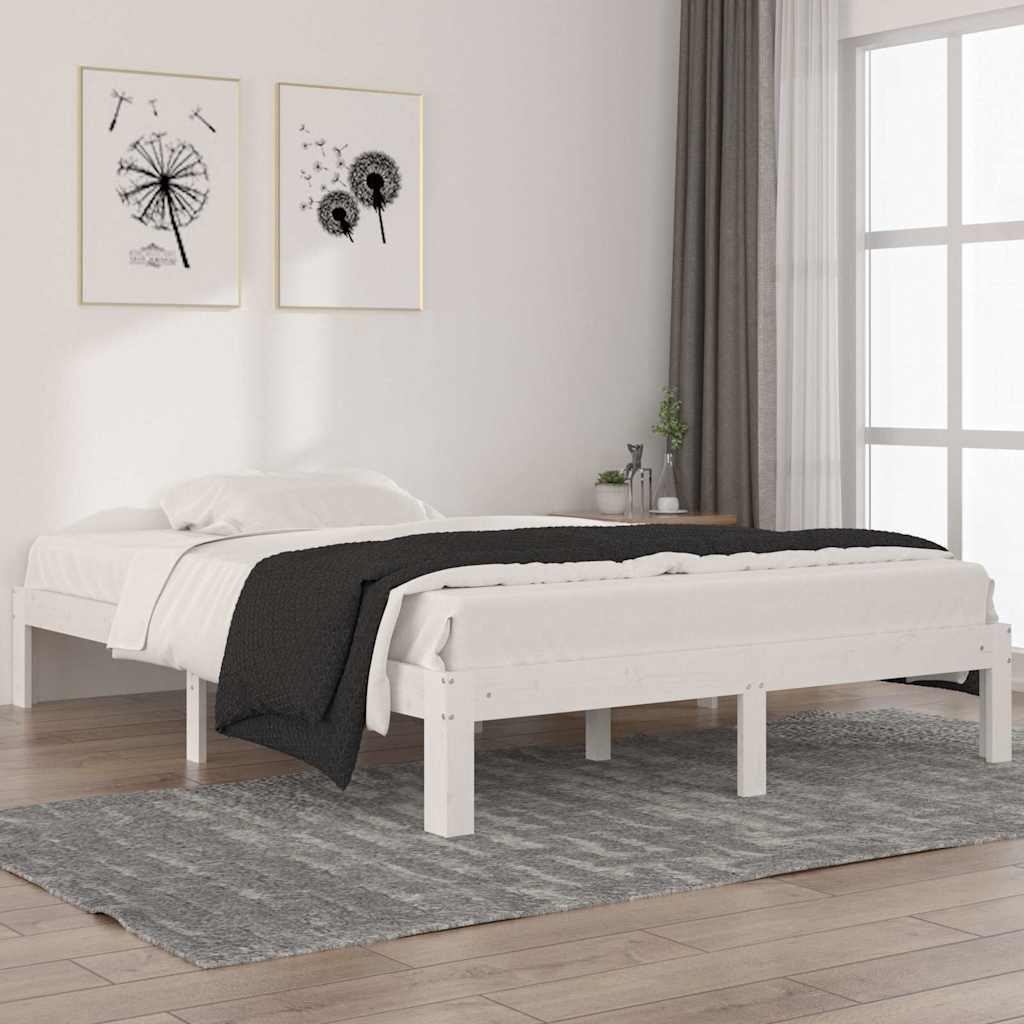Sängram vit massiv furu 140x200 cm
