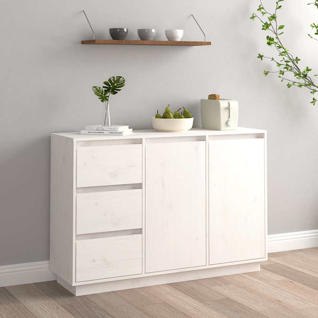 Skänk vit 111x34x75 cm massiv furu