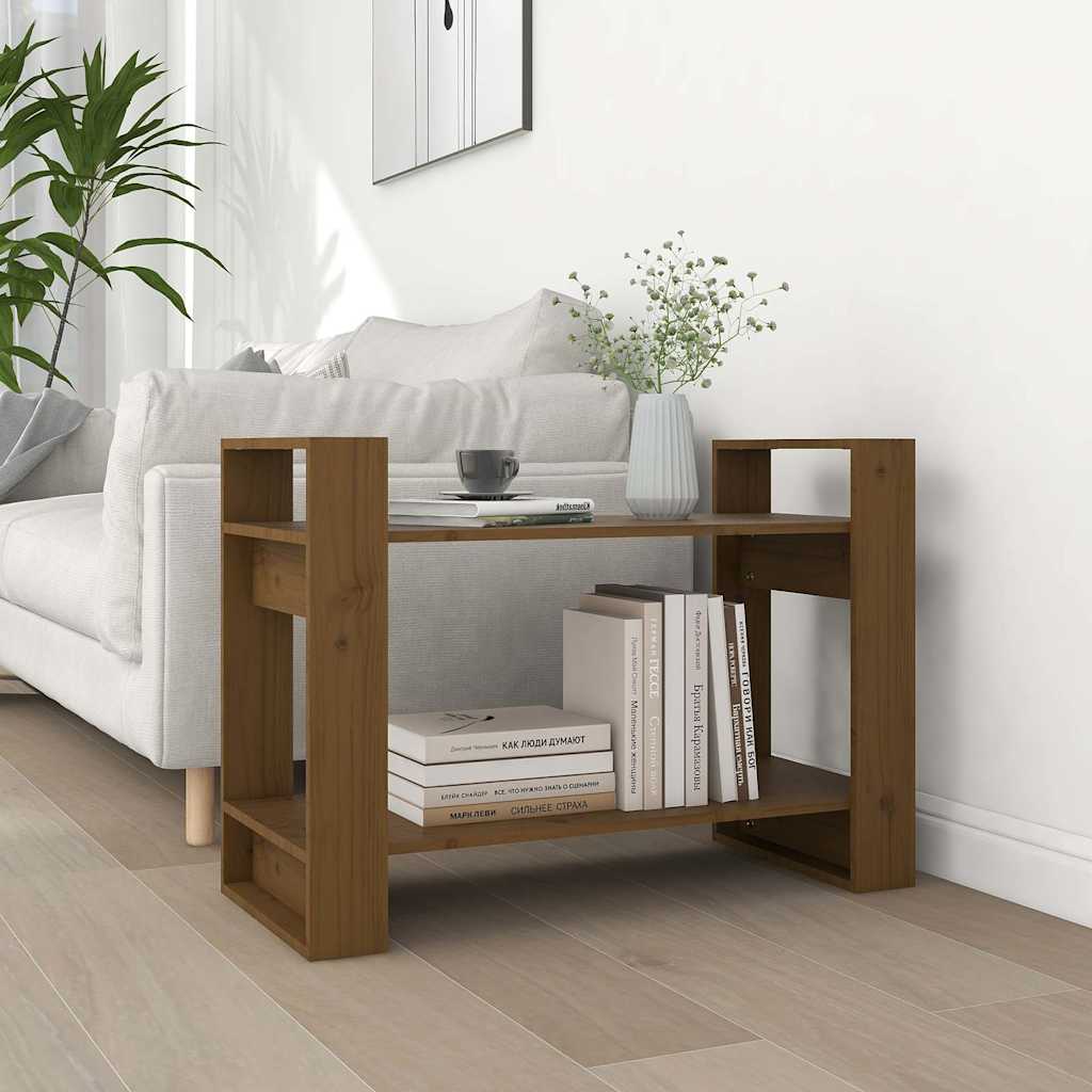 Bokhylla/rumsavdelare honungsbrun 80x35x56,5 cm massivt trä