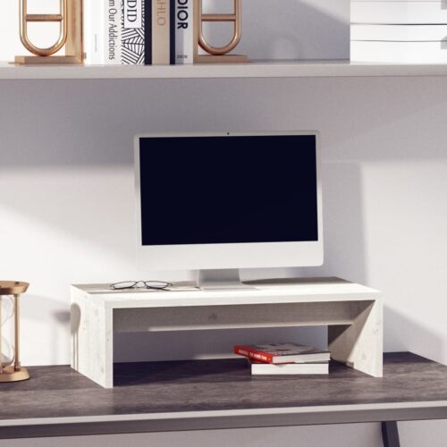 Skärmställ vit 50x27x15 cm massiv furu