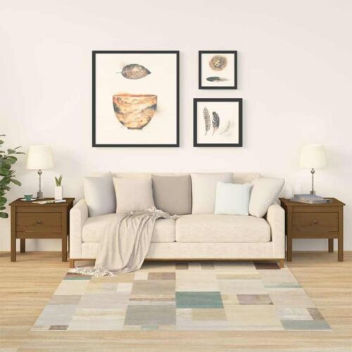Sidobord 2 st honungsbrun 50x50x49 cm massivt furuträ