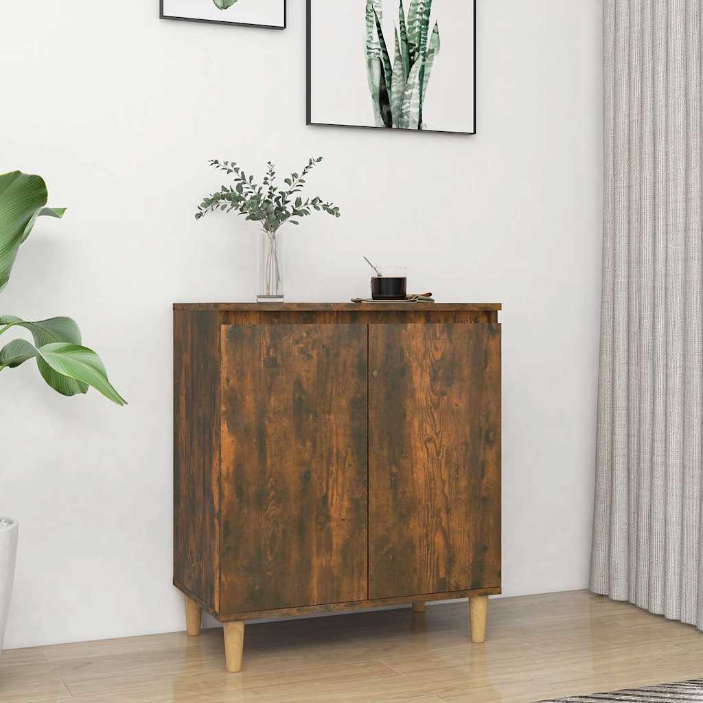 Skåp rökfärgad ek 60x35x70 cm konstruerat trä