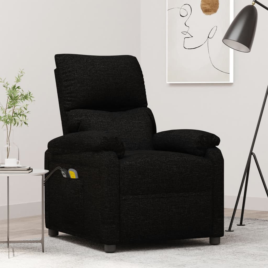 Elektrisk massagefåtölj svart tyg
