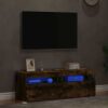 Tv-bänkar 2 st med LED-belysning rökfärgad ek 60x35x40 cm