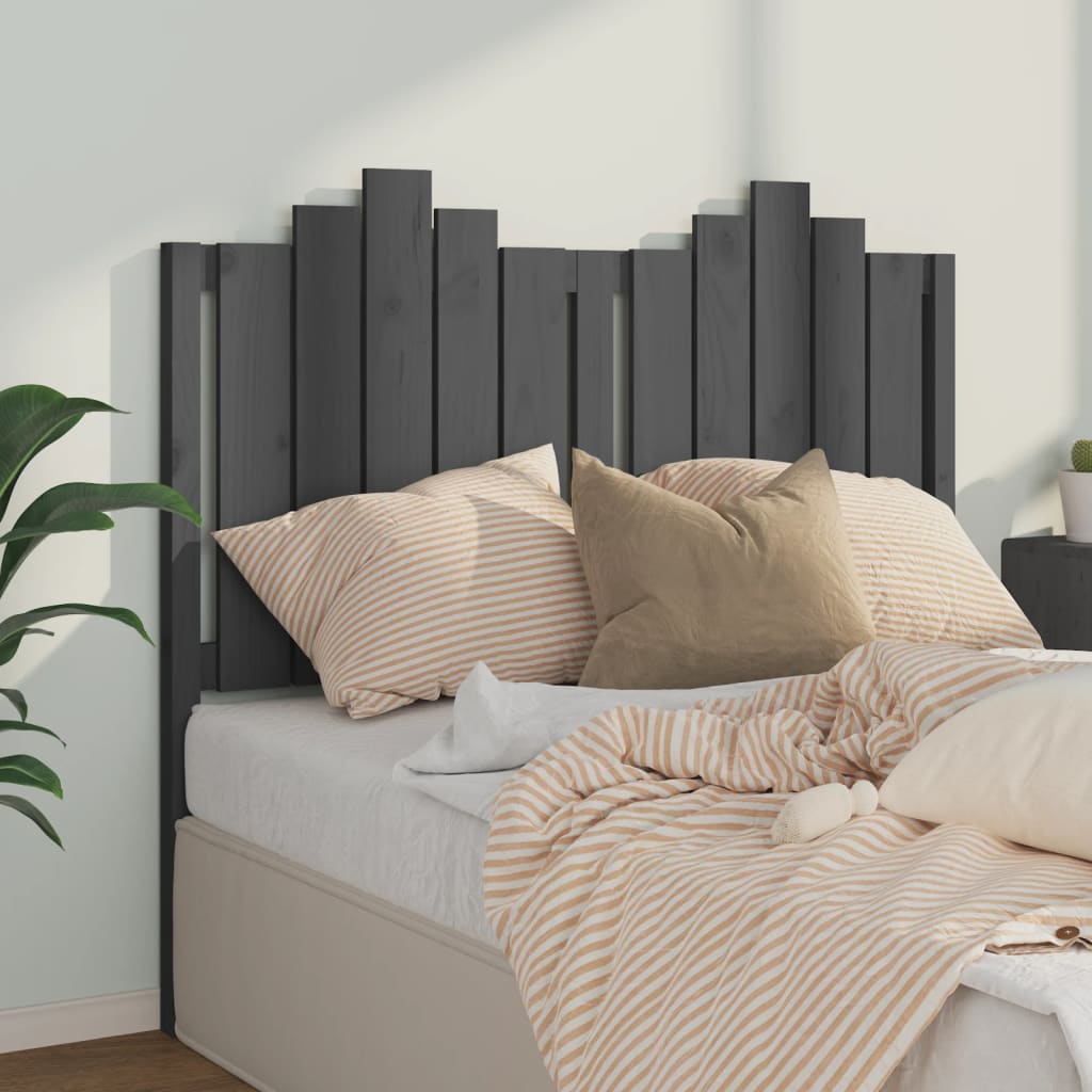 Sänggavel grå 126x4x110 cm massiv furu