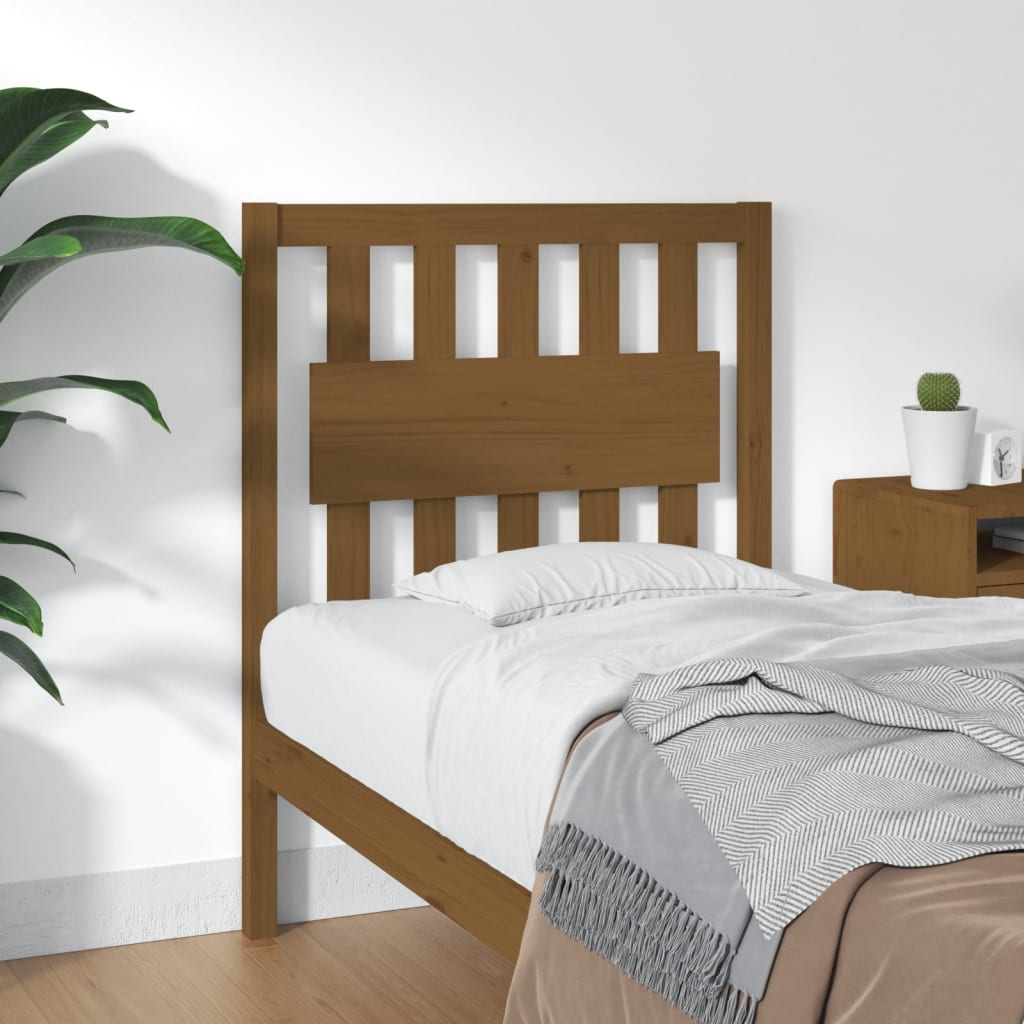 Sänggavel honungsbrun 80,5x4x100 cm massiv furu