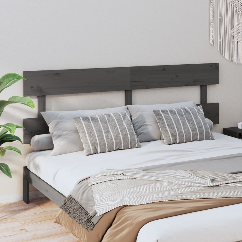 Sänggavel grå 204x3x81 cm massiv furu