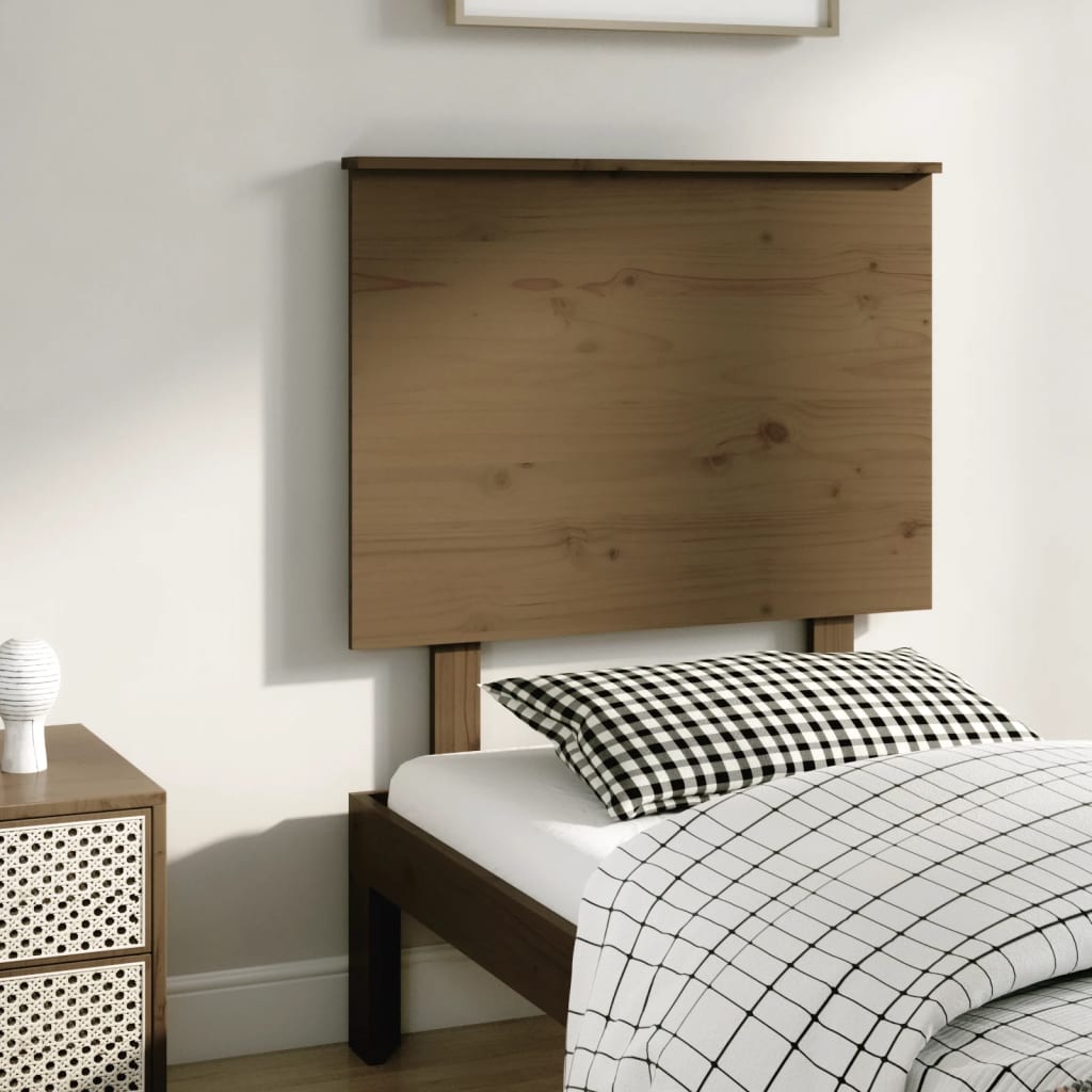 Sänggavel honungsbrun 79x6x82,5 cm massiv furu
