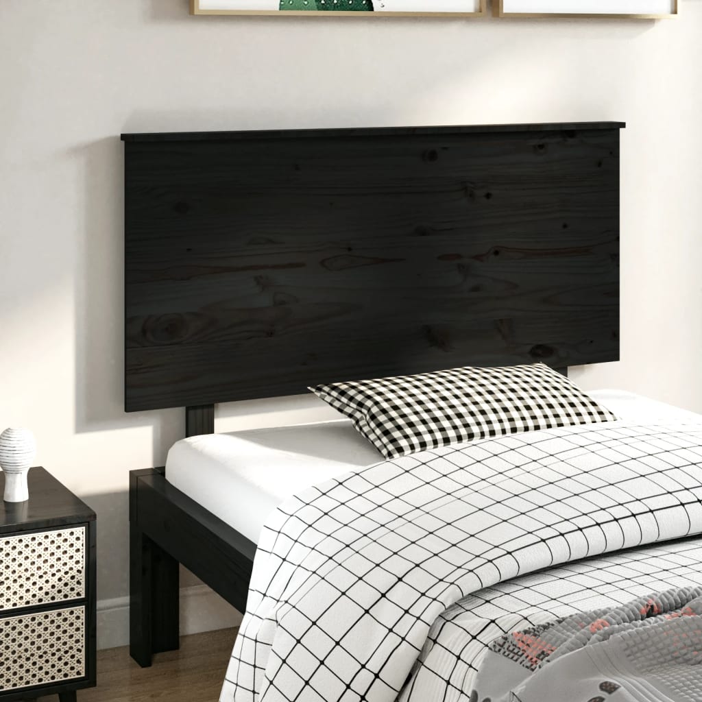 Sänggavel svart 124x6x82,5 cm massiv furu