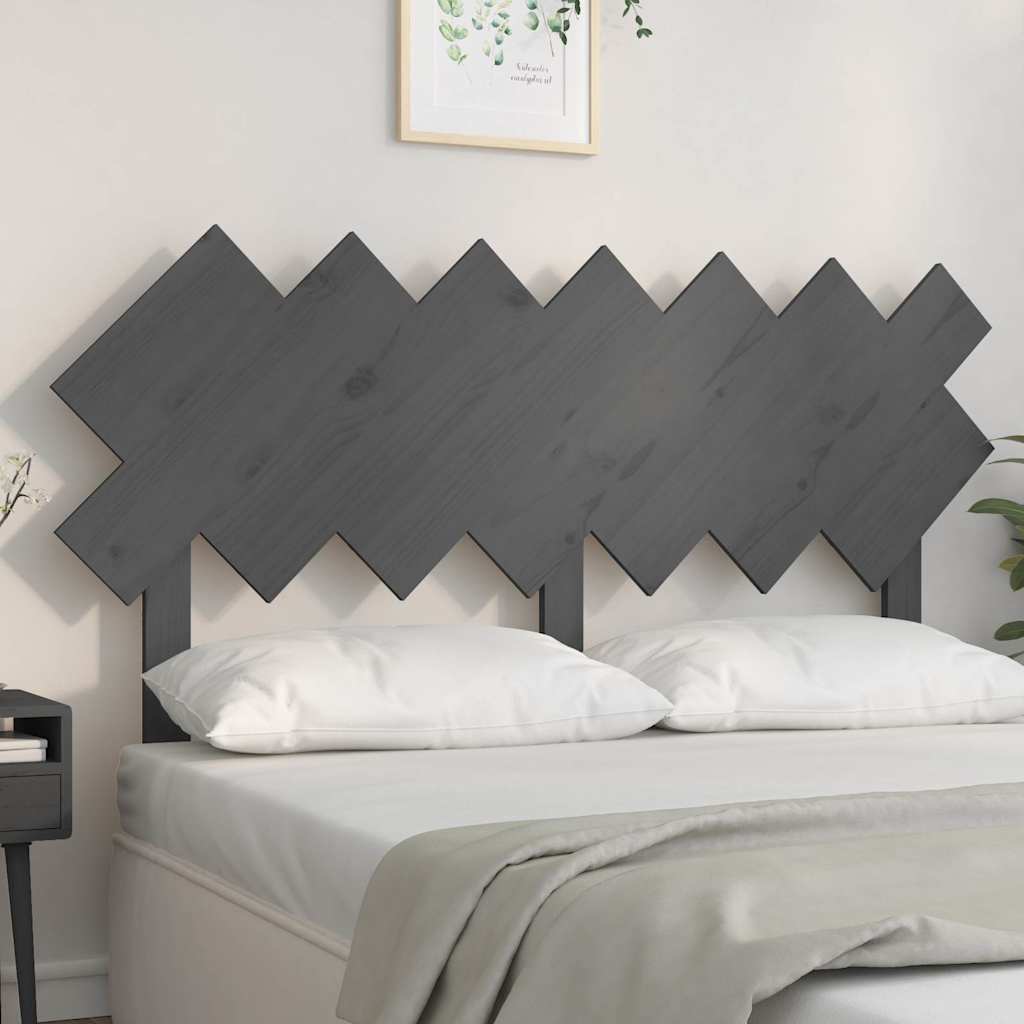 Sänggavel grå 141x3x80,5 cm massiv furu