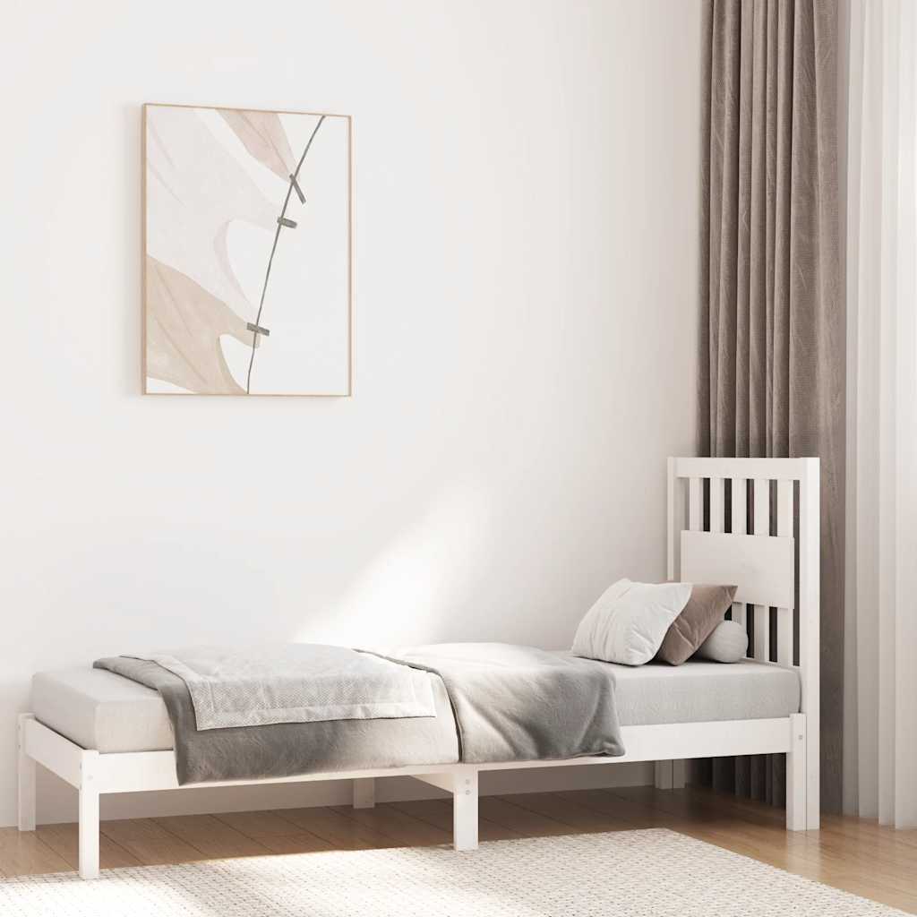 Sängram vit massivt trä 75x190 cm