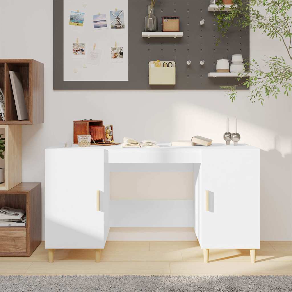 Skrivbord vit 140x50x75 cm konstruerat trä