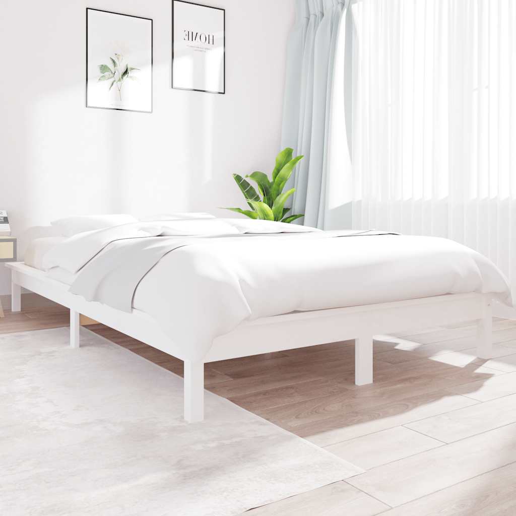 Sängram vit 120x200 cm massiv furu