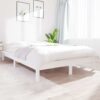 Sängram vit 120x190 cm liten dubbel massiv furu