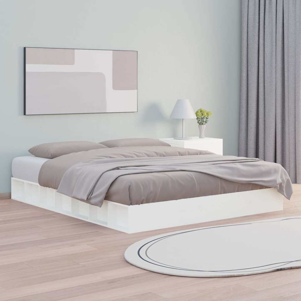 Sängram vit 160x200 cm massivt trä